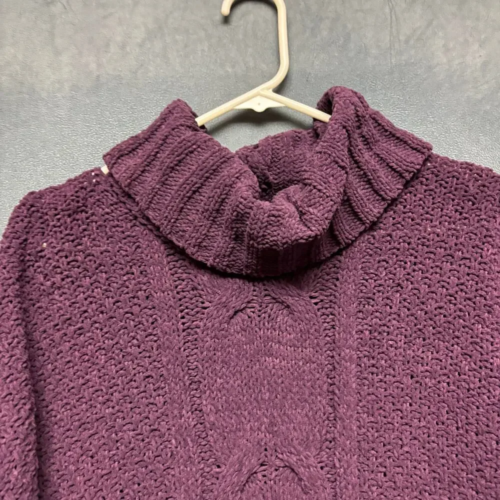 Seven7 Sweater Cowl Neck Chenille Turtleneck Knit Fisherman Cable Knit Cozy